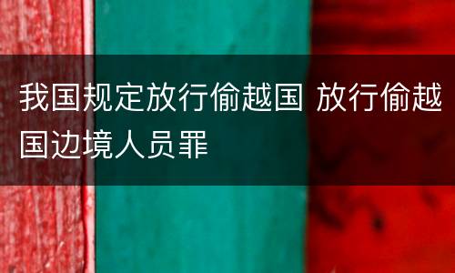 我国规定放行偷越国 放行偷越国边境人员罪
