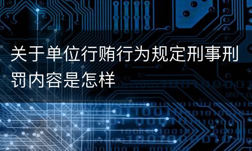 关于单位行贿行为规定刑事刑罚内容是怎样