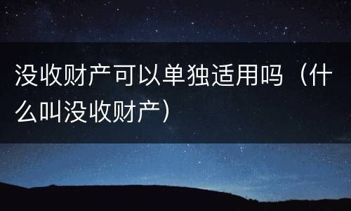 没收财产可以单独适用吗（什么叫没收财产）