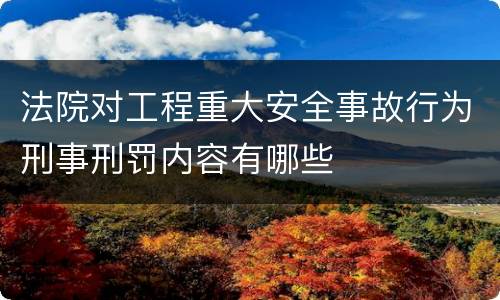 法院对工程重大安全事故行为刑事刑罚内容有哪些