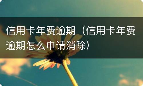 信用卡年费逾期（信用卡年费逾期怎么申请消除）