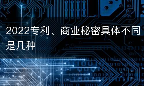 2022专利、商业秘密具体不同是几种