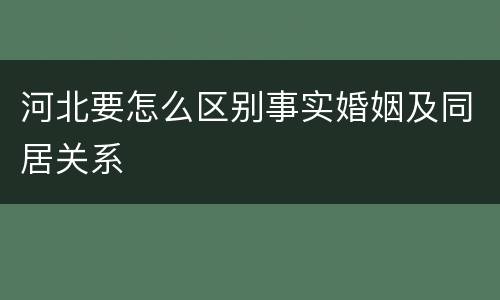 河北要怎么区别事实婚姻及同居关系
