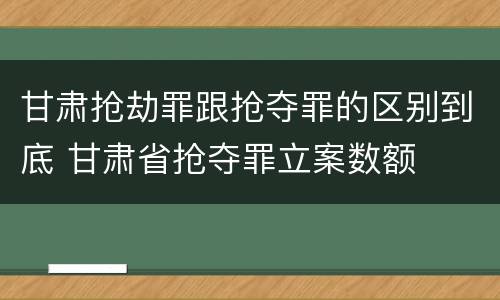 甘肃抢劫罪跟抢夺罪的区别到底 甘肃省抢夺罪立案数额