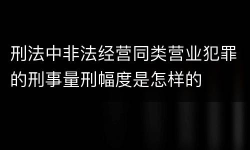 刑法中非法经营同类营业犯罪的刑事量刑幅度是怎样的