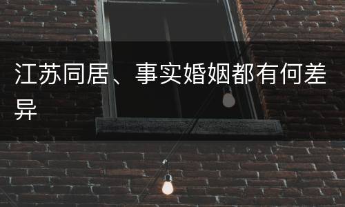 江苏同居、事实婚姻都有何差异