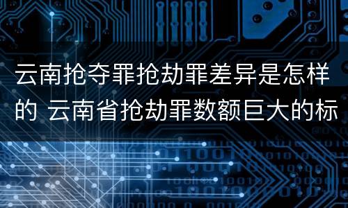 云南抢夺罪抢劫罪差异是怎样的 云南省抢劫罪数额巨大的标准