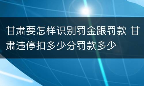 甘肃要怎样识别罚金跟罚款 甘肃违停扣多少分罚款多少