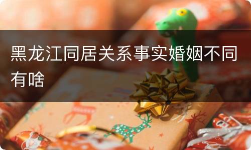 黑龙江同居关系事实婚姻不同有啥
