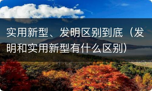 实用新型、发明区别到底（发明和实用新型有什么区别）