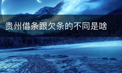 贵州借条跟欠条的不同是啥