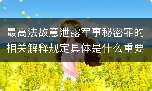 最高法故意泄露军事秘密罪的相关解释规定具体是什么重要内容