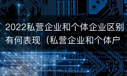 2022私营企业和个体企业区别有何表现（私营企业和个体户的区别）