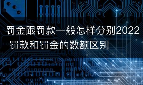 罚金跟罚款一般怎样分别2022 罚款和罚金的数额区别