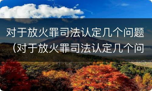 对于放火罪司法认定几个问题（对于放火罪司法认定几个问题怎么处理）