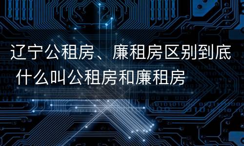 辽宁公租房、廉租房区别到底 什么叫公租房和廉租房