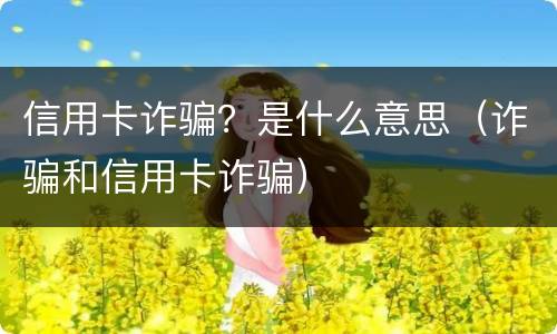 信用卡诈骗？是什么意思（诈骗和信用卡诈骗）