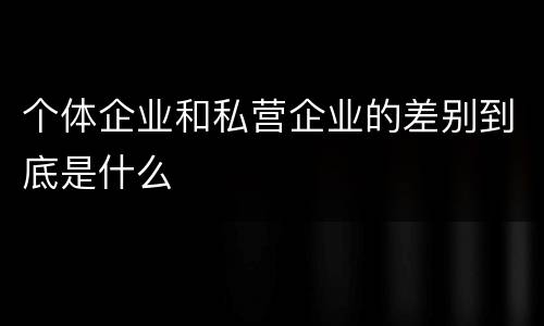 个体企业和私营企业的差别到底是什么