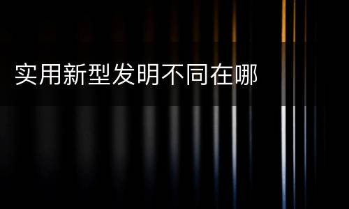 实用新型发明不同在哪