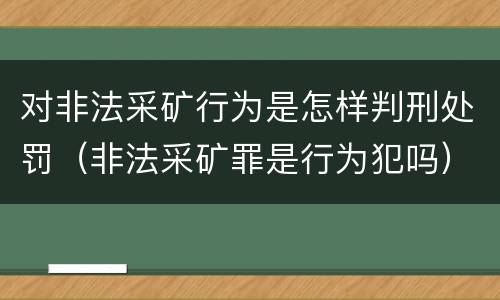 对非法采矿行为是怎样判刑处罚（非法采矿罪是行为犯吗）