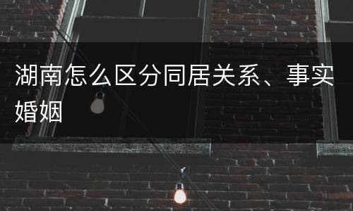湖南怎么区分同居关系、事实婚姻