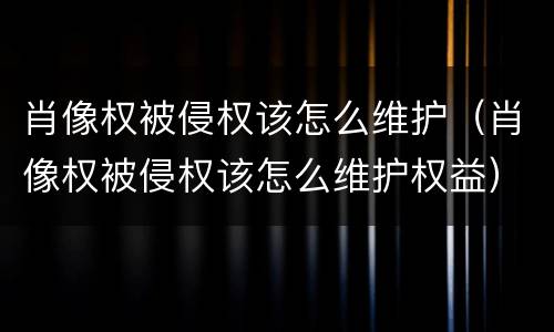 肖像权被侵权该怎么维护（肖像权被侵权该怎么维护权益）