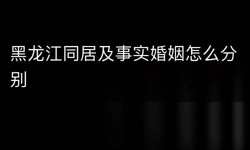 黑龙江同居及事实婚姻怎么分别