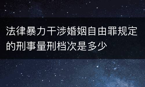 法律暴力干涉婚姻自由罪规定的刑事量刑档次是多少