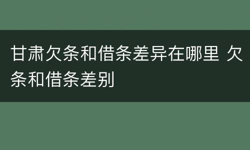 甘肃欠条和借条差异在哪里 欠条和借条差别