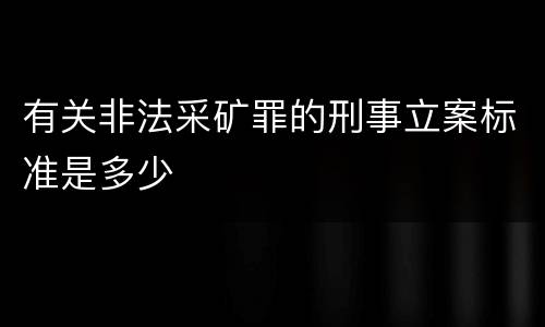 有关非法采矿罪的刑事立案标准是多少