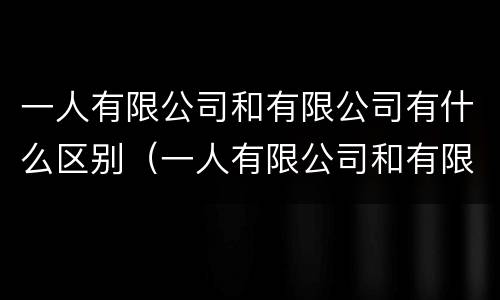 一人有限公司和有限公司有什么区别（一人有限公司和有限责任公司的区别）