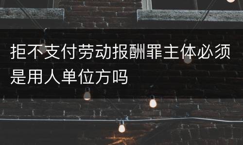 拒不支付劳动报酬罪主体必须是用人单位方吗
