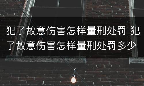 犯了故意伤害怎样量刑处罚 犯了故意伤害怎样量刑处罚多少钱