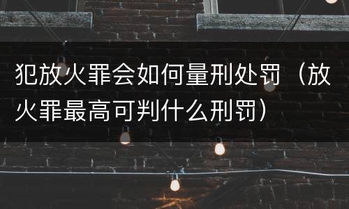 犯放火罪会如何量刑处罚（放火罪最高可判什么刑罚）