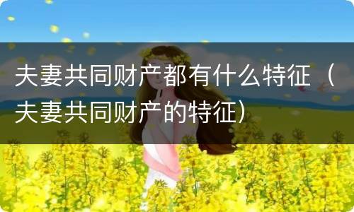 夫妻共同财产都有什么特征（夫妻共同财产的特征）
