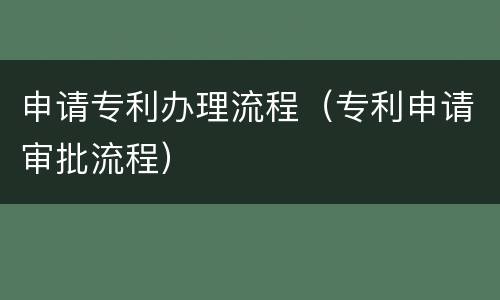 申请专利办理流程（专利申请审批流程）