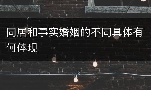 同居和事实婚姻的不同具体有何体现