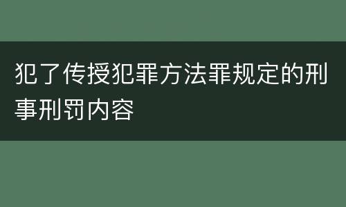 犯了传授犯罪方法罪规定的刑事刑罚内容