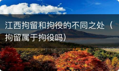 江西拘留和拘役的不同之处（拘留属于拘役吗）