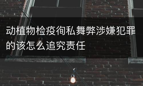 动植物检疫徇私舞弊涉嫌犯罪的该怎么追究责任