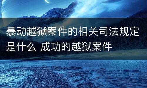 暴动越狱案件的相关司法规定是什么 成功的越狱案件