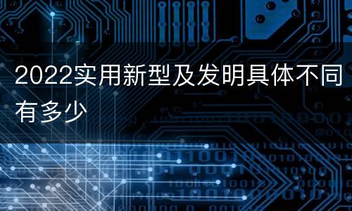 2022实用新型及发明具体不同有多少
