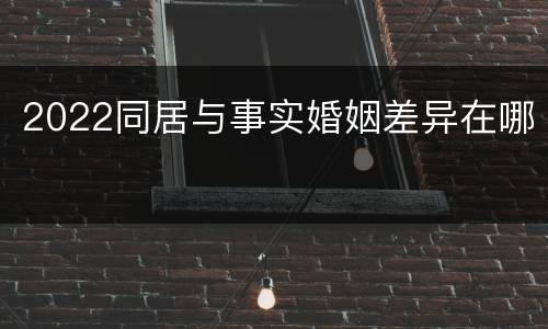 2022同居与事实婚姻差异在哪