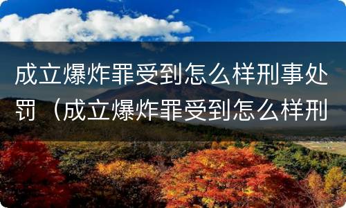 成立爆炸罪受到怎么样刑事处罚（成立爆炸罪受到怎么样刑事处罚的案例）