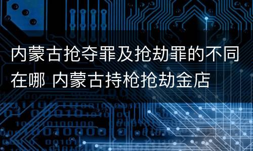 内蒙古抢夺罪及抢劫罪的不同在哪 内蒙古持枪抢劫金店
