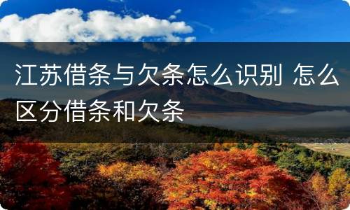 江苏借条与欠条怎么识别 怎么区分借条和欠条