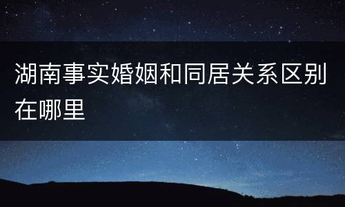 湖南事实婚姻和同居关系区别在哪里