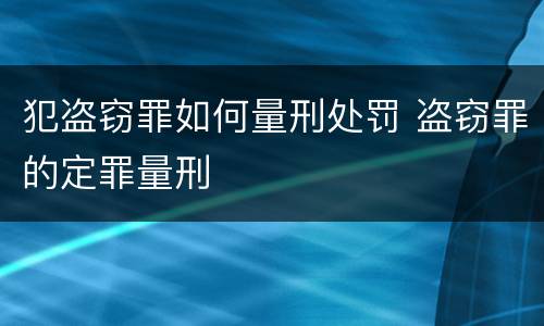犯盗窃罪如何量刑处罚 盗窃罪的定罪量刑