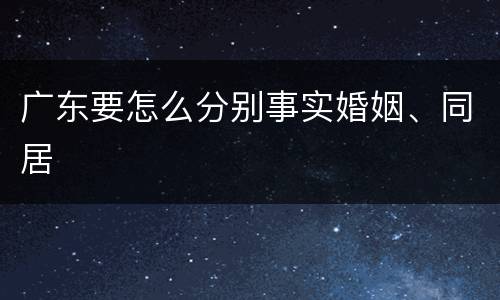 广东要怎么分别事实婚姻、同居