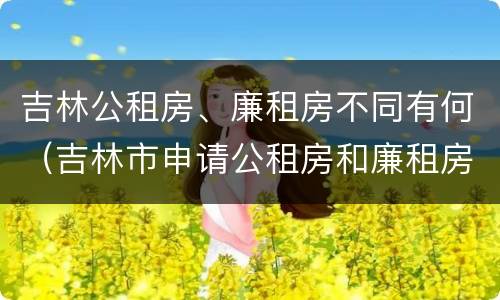 吉林公租房、廉租房不同有何（吉林市申请公租房和廉租房的条件）